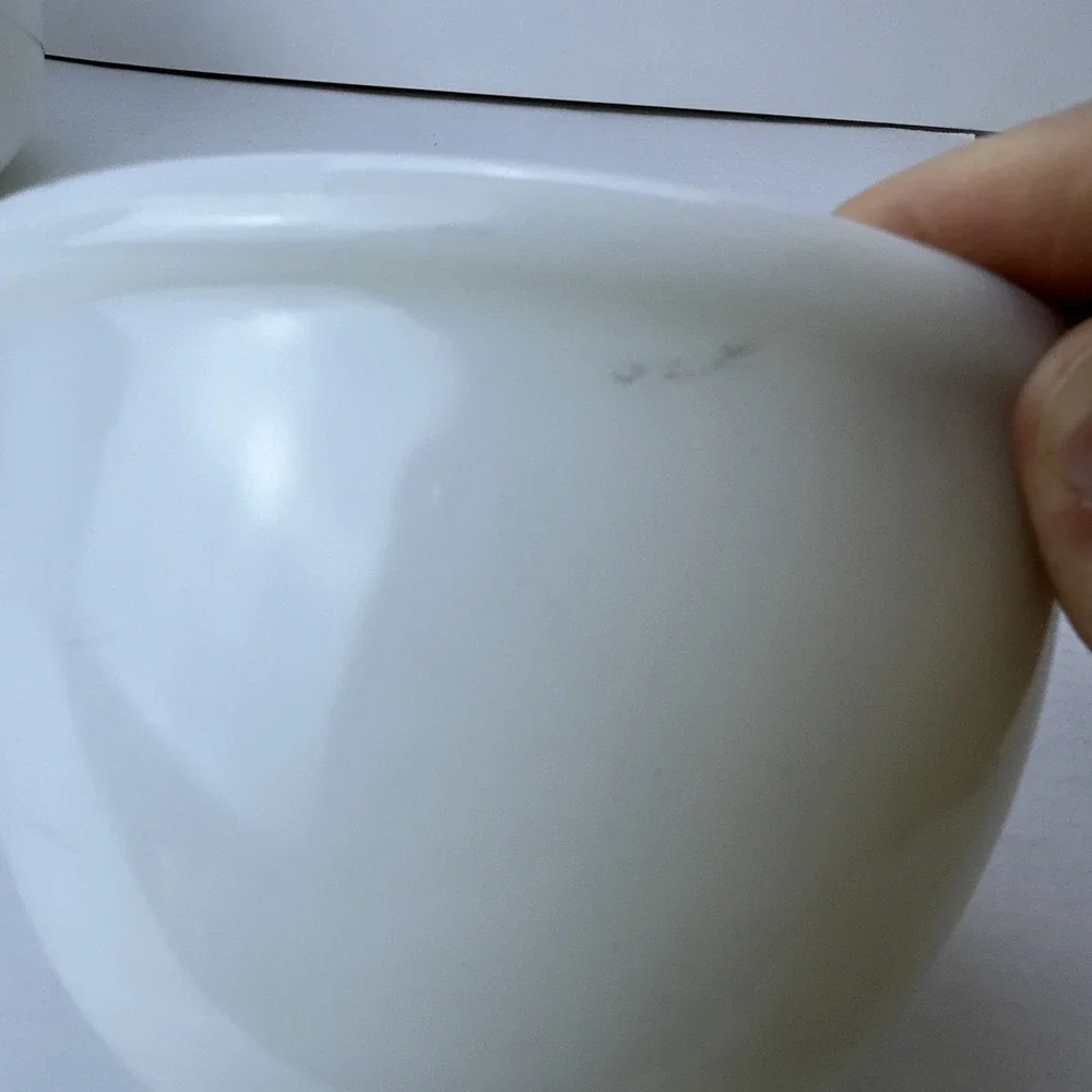 Lot 2 Vintage Milk Glass Mixing Bowls, One with Spout One with Handles Unmarked